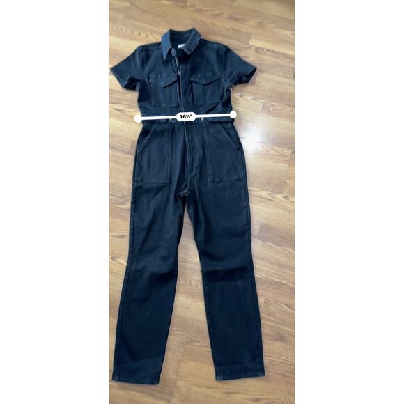 GOOD AMERICAN Women's Good Black Good Denim Jumpsuit size L - Picture 7 of 13